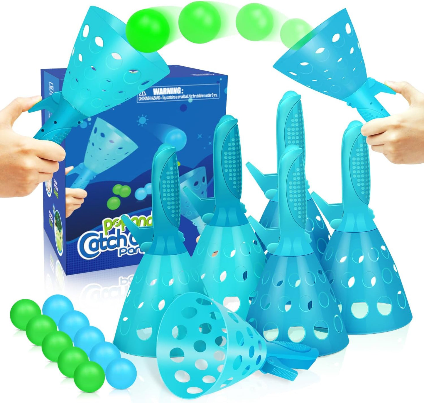 Outdoor Indoor Games Activities for Kids, Pop and Catch Ball Family Games with 6 Launcher Baskets and 10 Balls, Easter Basket Stuffers Birthday Party Gifts Toys for Kids Ages 4 5 6 7 8 12+ Years Old