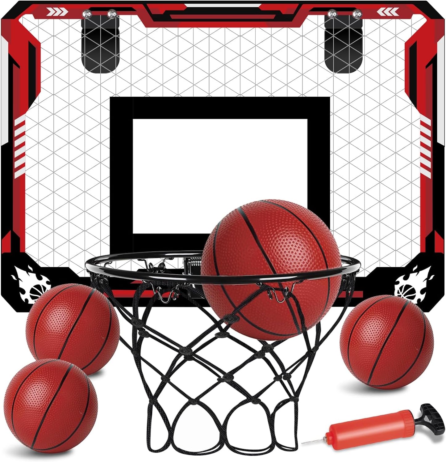 Basketball Hoop Indoor, Mini Basketball Hoop for Kids with 4 Balls, Foldable Over The Door Fan Backboard, Sports & Outdoor Play Toys Room Game, Birthday Gift for Teens Boy Girl Adults Ages 3+