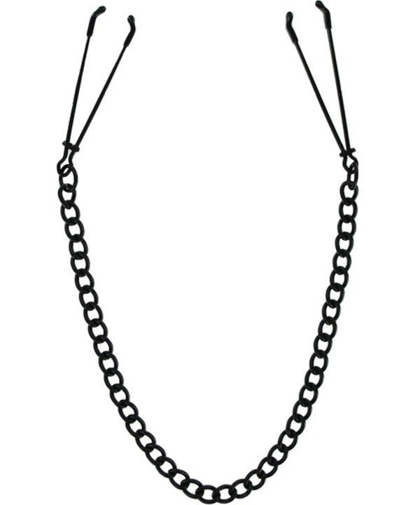 Tweezer Style Nipple Clamps with Chain in Black Noir
