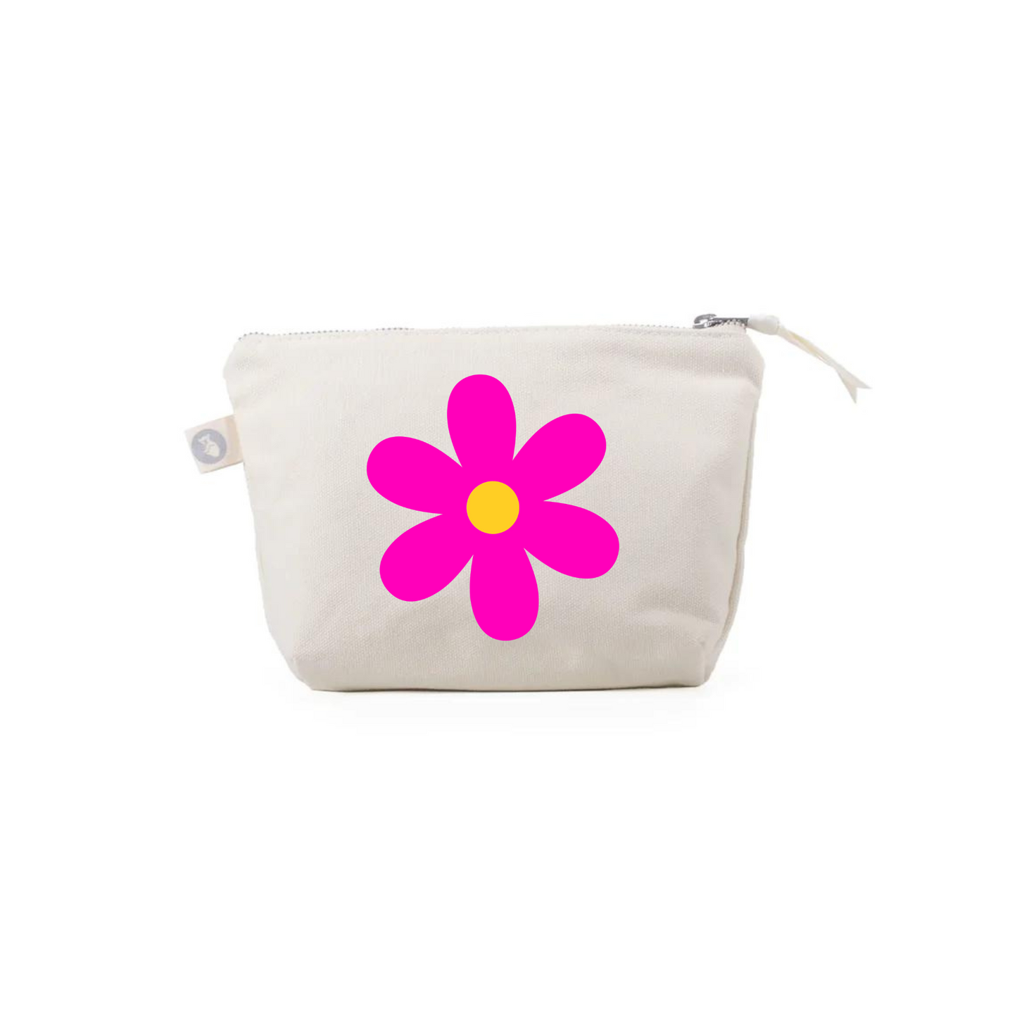 Makeup Bag Natural with Pink/Yellow Daisy