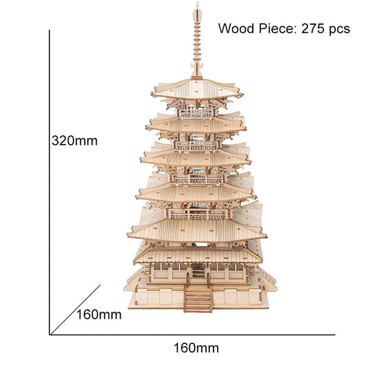 Robotime Five-storied Pagoda 3D Wooden Puzzle Toys For Children Kids
