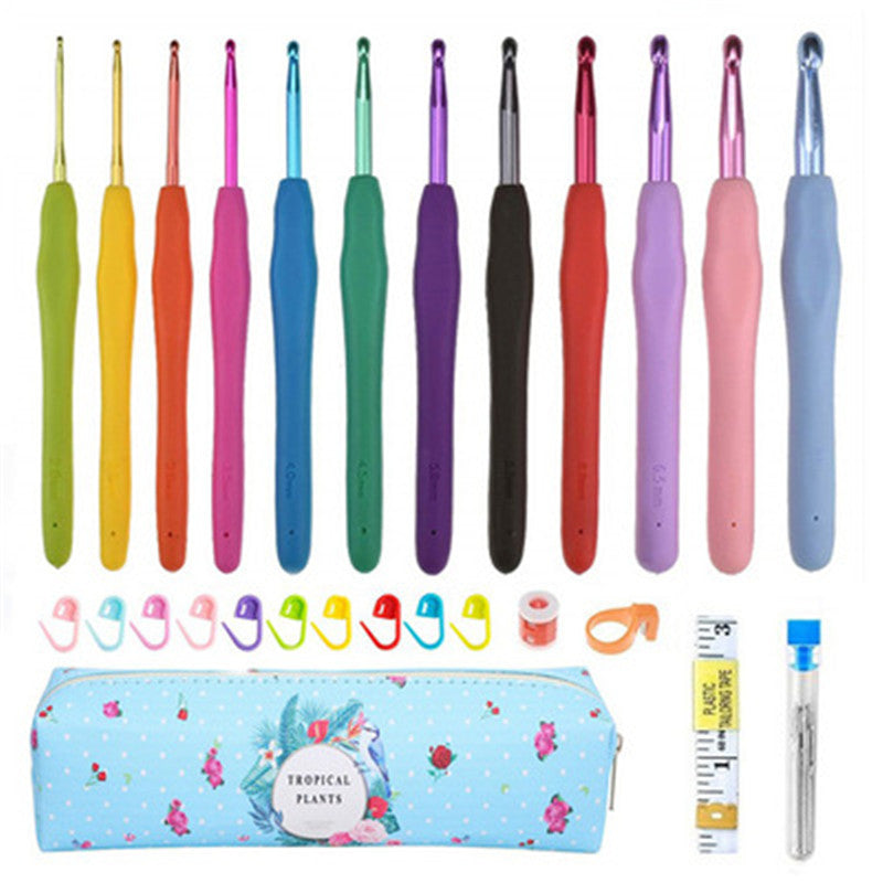 Crochet Knitting Tool Set 12 Color Head TPR Soft Handle Crochets