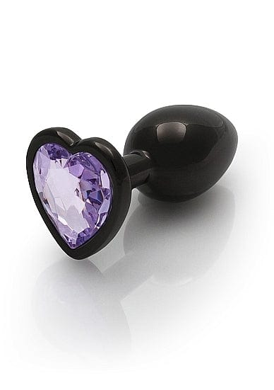 Shots - Ouch! - Heart Gem Butt Plug - Gunmetal / Amethyst
