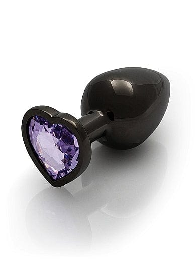 Shots - Ouch! - Heart Gem Butt Plug - Gunmetal / Amethyst