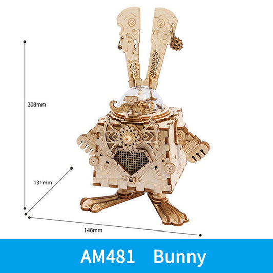 Robotime ROKR Robot Steampunk Music Box 3D Wooden Puzzle Assembled Model Building Kit Toys For Children Birthday Gift