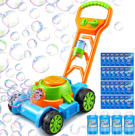 Sloosh Bubble Lawn Mower Toddler Toys - Kids Toys Bubble Machine Summer Outdoor Toys Games, Bubble Mover Push Toy for Age 1 2 3 4 Year Old Preschool Kid Boys Girls Birthday Easter Gifts (Blue)