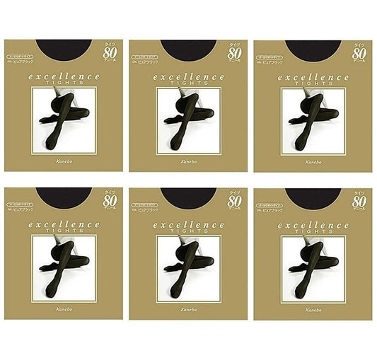 Kanebo Excellence 80D Tights Pure Black Ml X 6 Pairs Japan