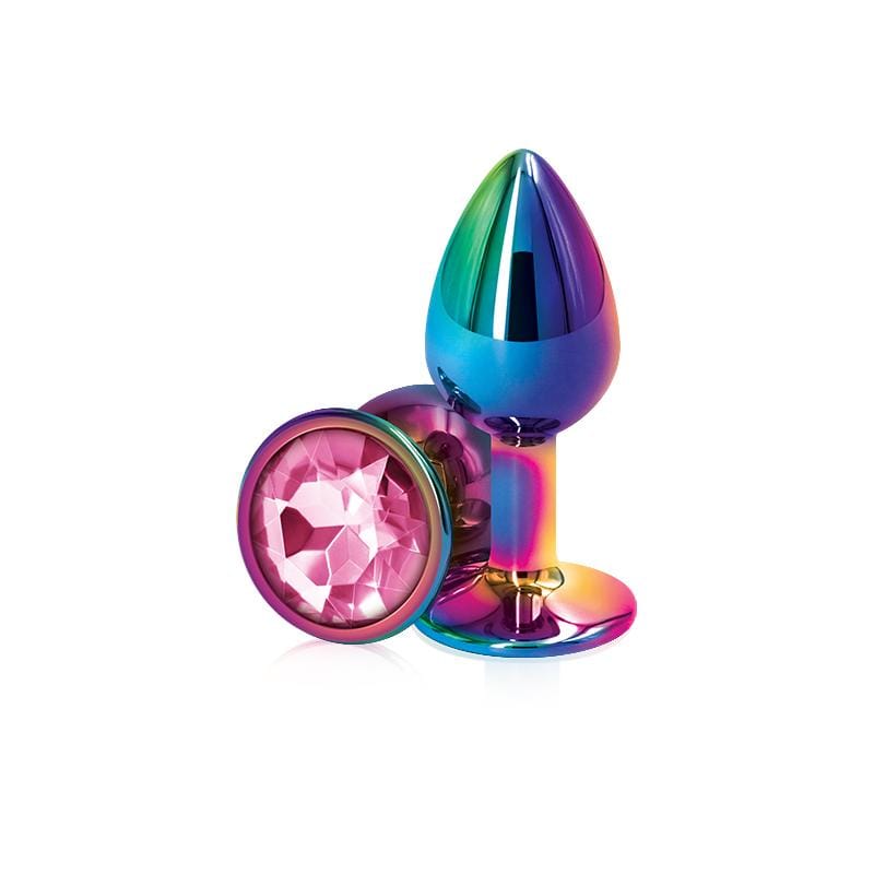 NS Novelties Rear Assets Aluminum Butt Plug (Rainbow Coloured Plug) - Wicked Wanda's Inc.