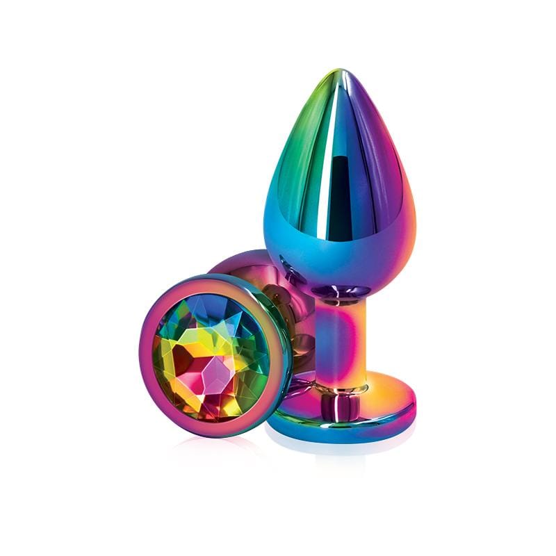 NS Novelties Rear Assets Aluminum Butt Plug (Rainbow Coloured Plug) - Wicked Wanda's Inc.