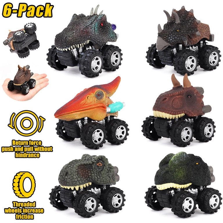 6-pack Pull Back Dinosaur Toys Monster SUV Set