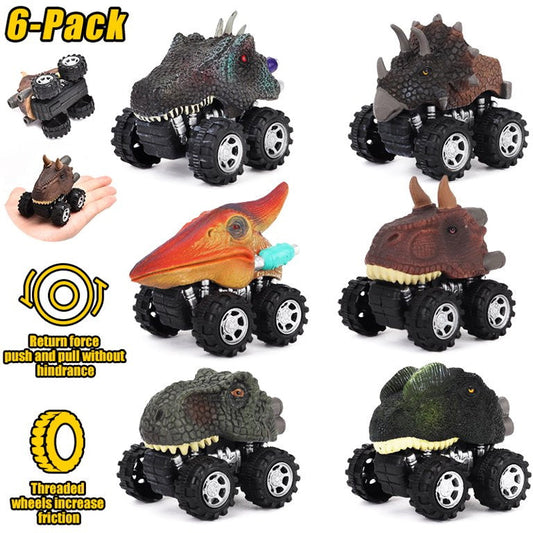 6-pack Pull Back Dinosaur Toys Monster SUV Set