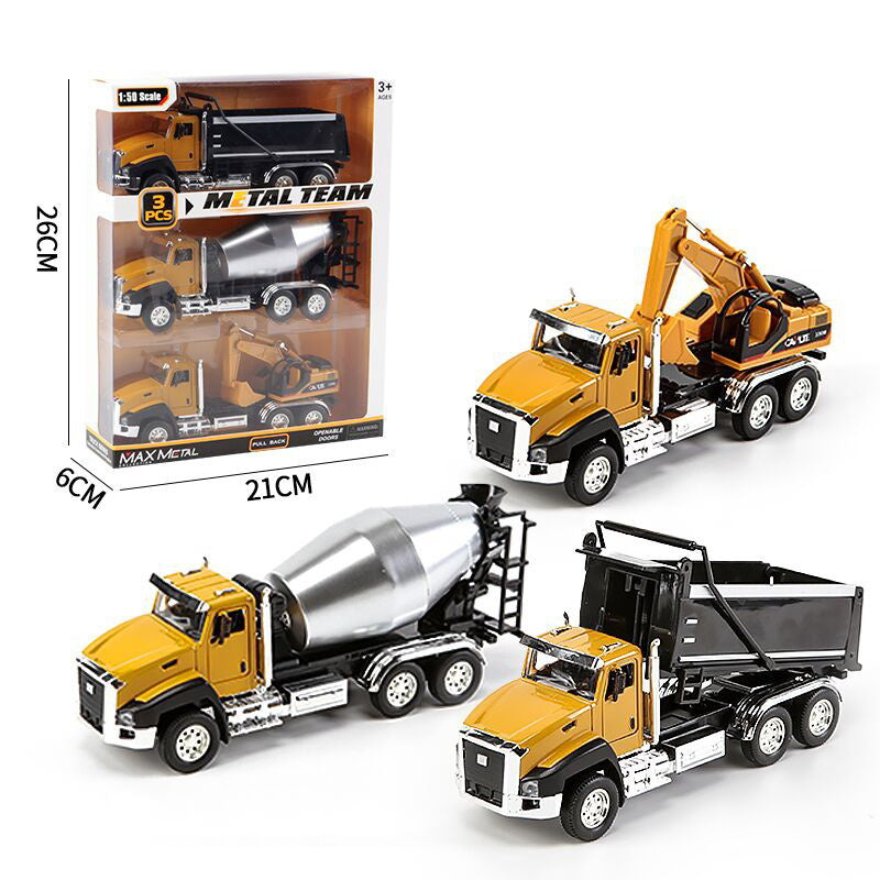 Metal Team Engineering Vehicle Model Toys Set