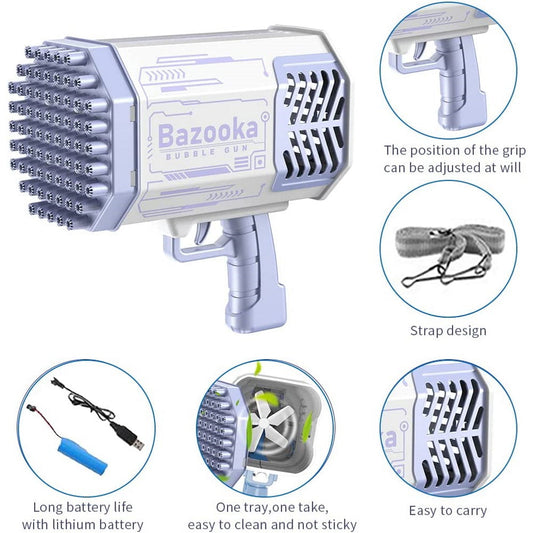 69 Holes Rocket Bubble Machine Gun - Purple