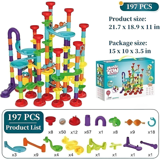 197 pcs. DIY Marble Run Race Set