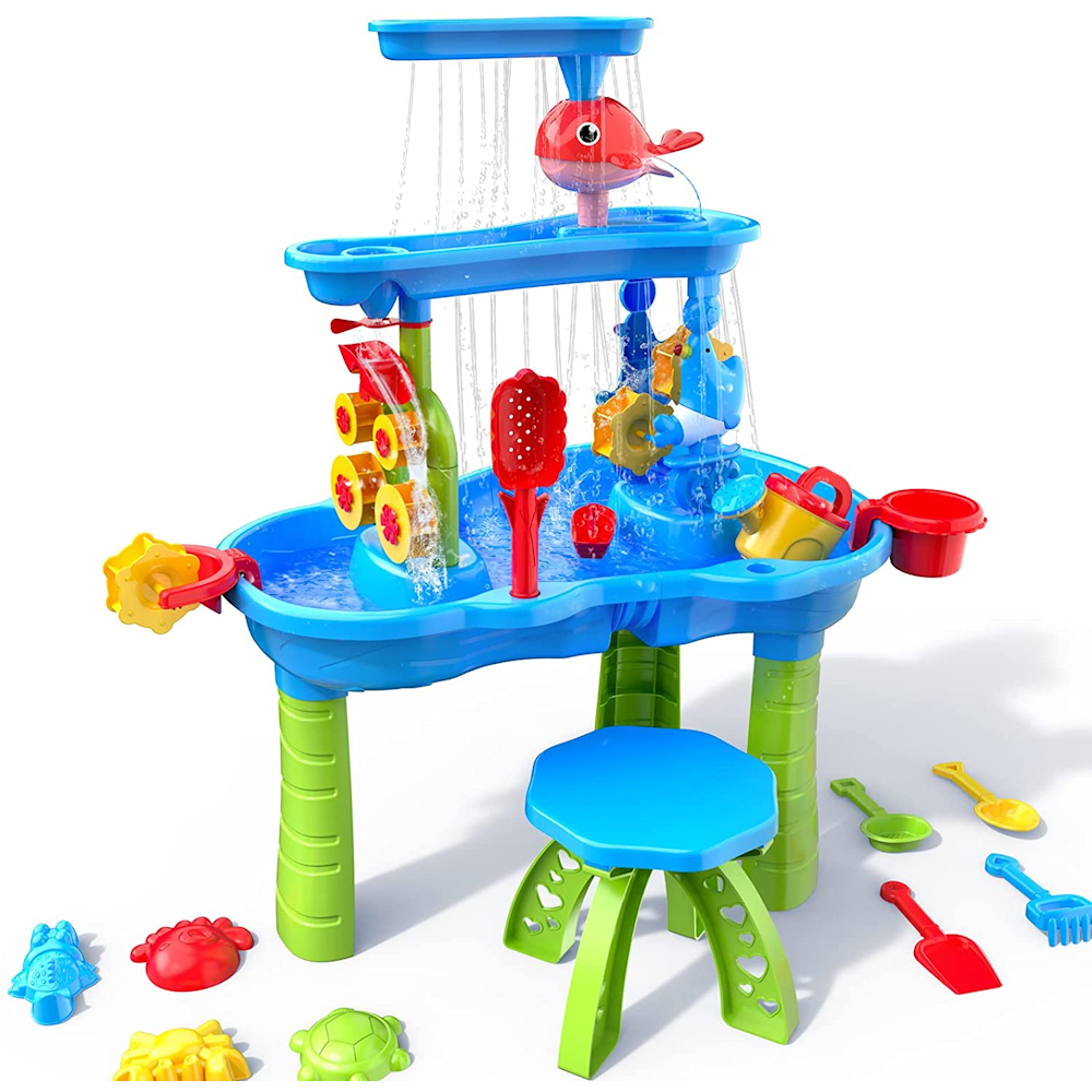 3-Tier Outdoor Sand and Water Playset with Chair