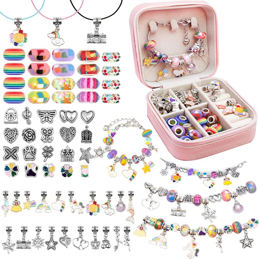 66 pcs. Charm Bracelet Making Kit for Girls - Rainbow