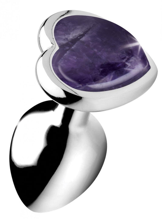 Genuine Amethyst Gemstone Anal Plug (Heart Base)