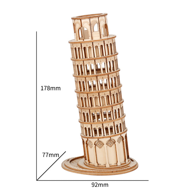 Robotime Leaning Tower of Pisa 3D Wooden Puzzle Game Building Blocks