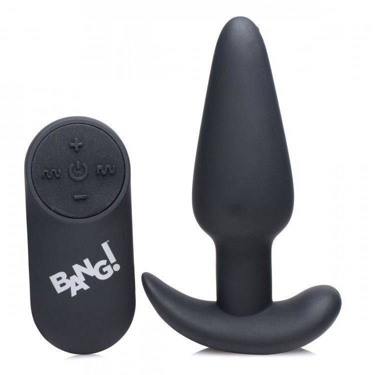 Bang! 21x Vibrating Silicone Butt Plug W- Remote Black