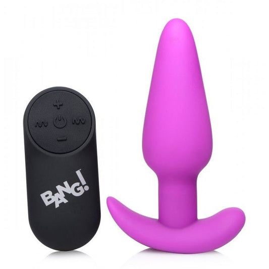 Bang! 21x Vibrating Silicone Butt Plug W- Remote Purple