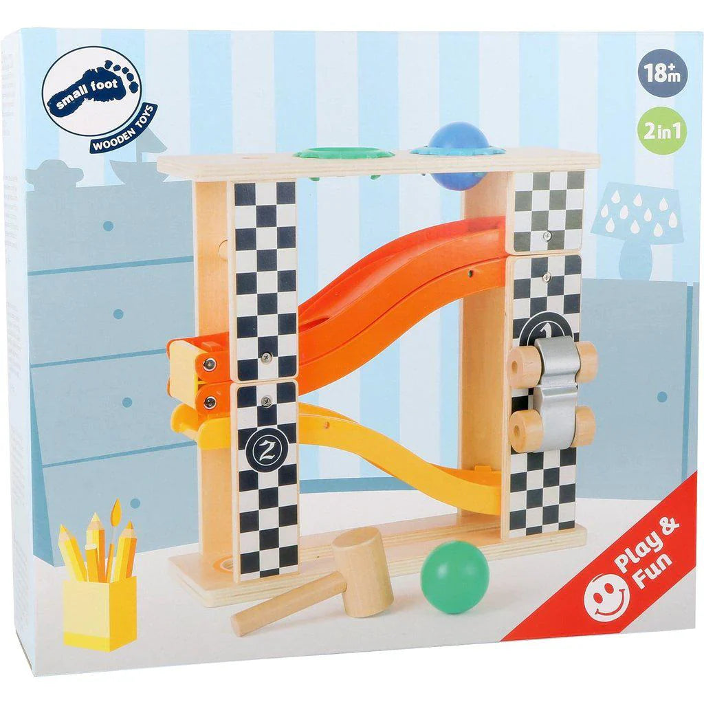 Small Foot Rally Hammering Marble Run
