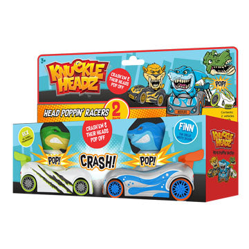 Knuckle Headz Pull-Back Head Poppin' Race Cars | 2 Pack